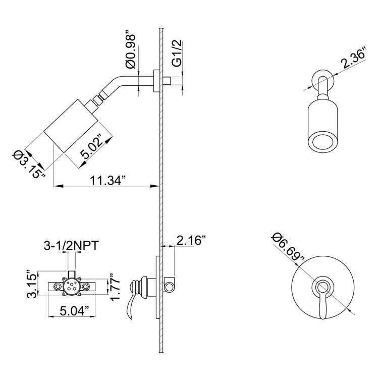 Rbrohant Syst Me De Douche Complet Avec Valve Brute Wayfair Canada